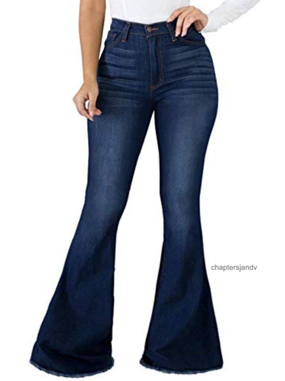Women's Bell Bottom Jeans Ripped Skinny Denim Flared Frayed Hem